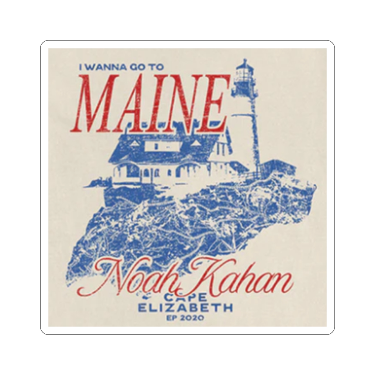 I Wanna Go to Maine sticker | lighthouse coastal travel decal | Noah Kahan - alternate angle 3, merchandise