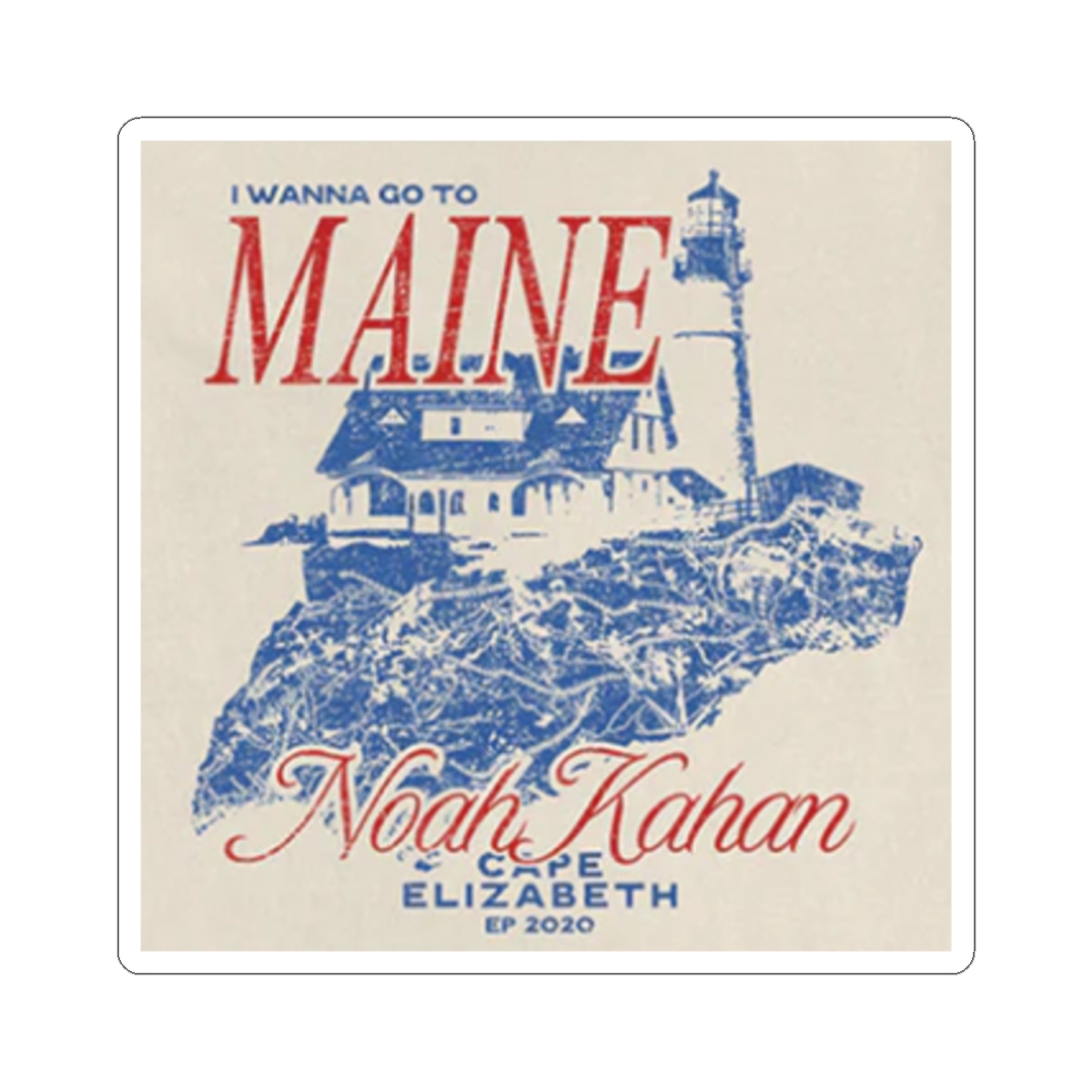 I Wanna Go to Maine sticker | lighthouse coastal travel decal | Noah Kahan - alternate angle 1, merchandise