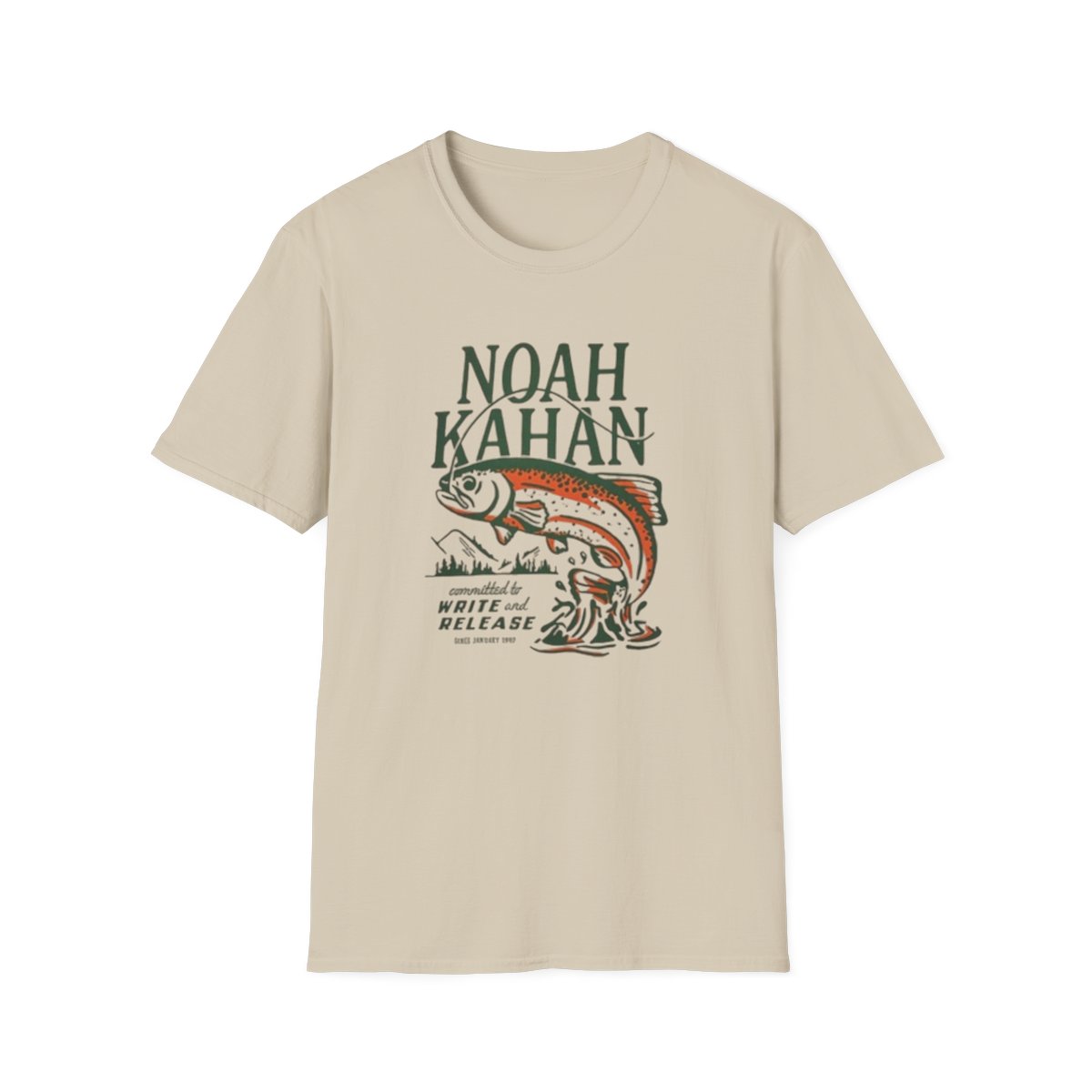 Noah Kahan Trout Illustration T-Shirt | Fish Graphic, Songwriter Tribute | Noah Kahan - alternate angle 2, merchandise