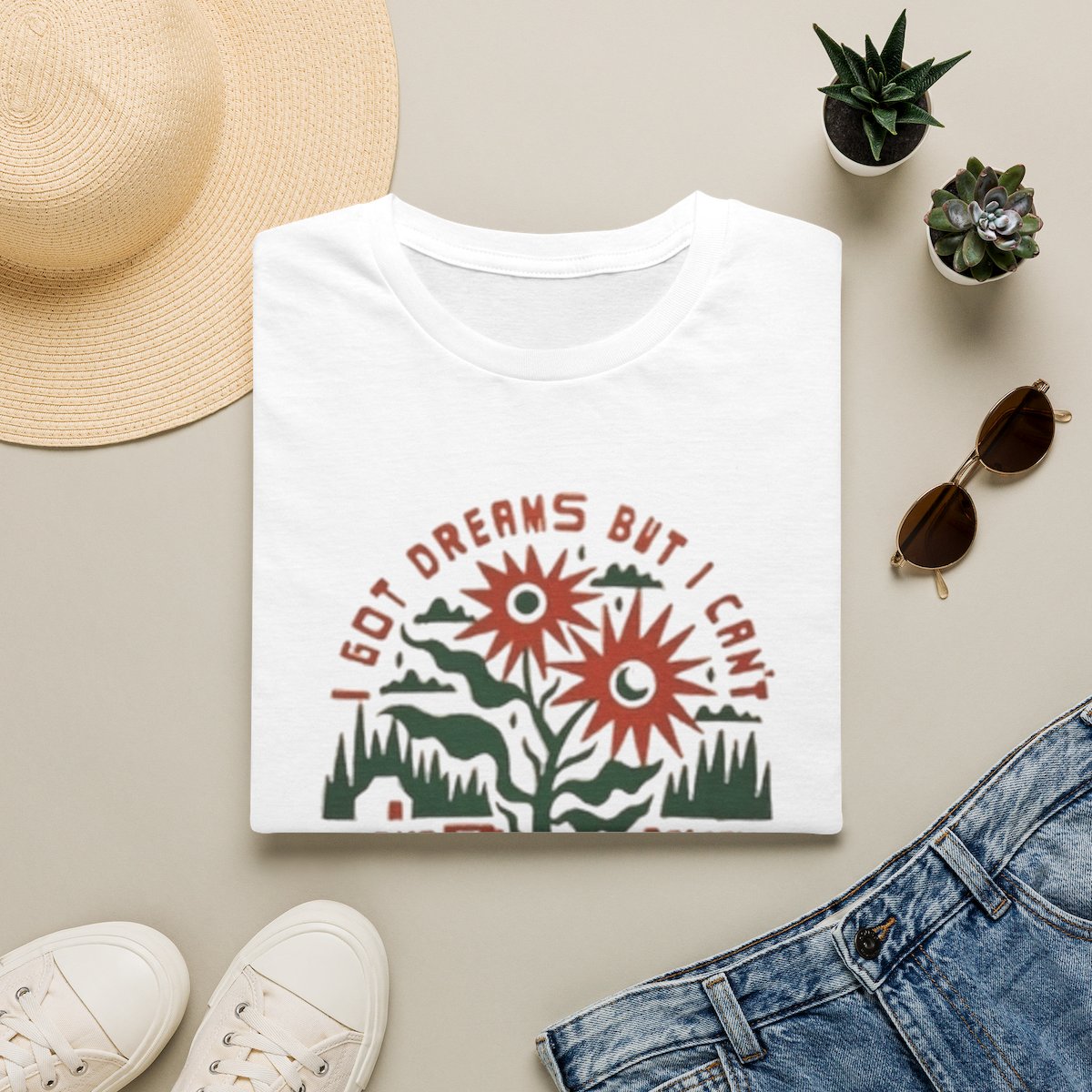 I Got Dreams But I Can’t T-Shirt | Sunflower Graphic Tee, Inspirational Quote | Noah Kahan