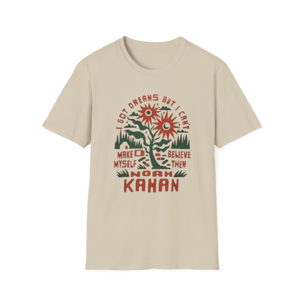 I Got Dreams But I Can’t T-Shirt | Sunflower Graphic Tee, Inspirational Quote | Noah Kahan - alternate angle 2, merchandise